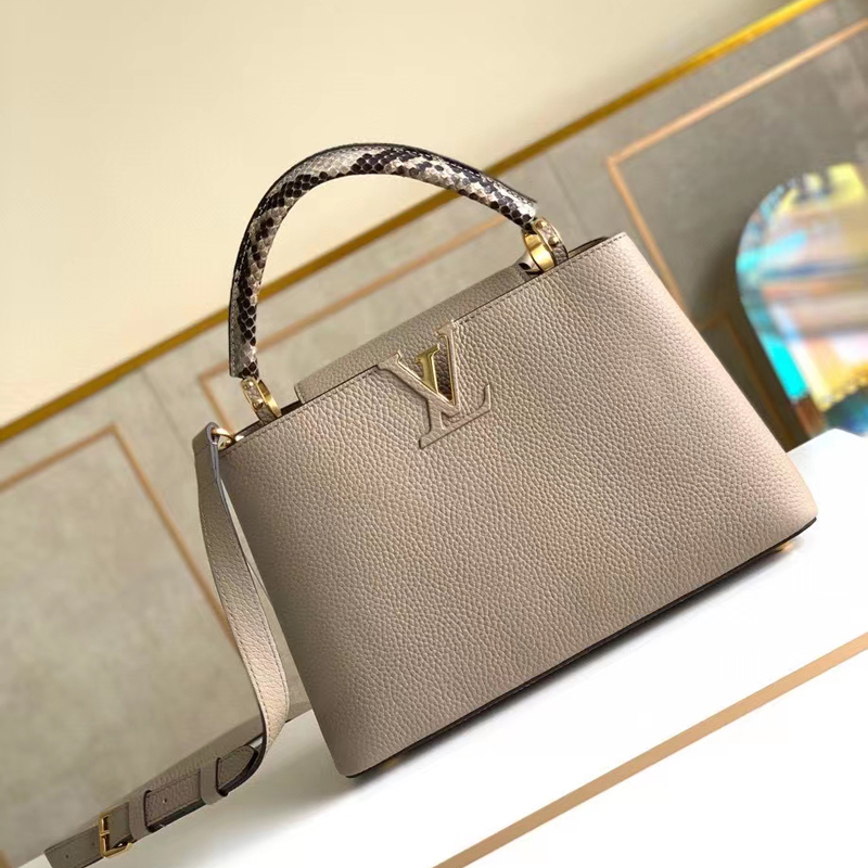 Louis Vuitton CAPUCINES MM  Handbag N92802 Galet Gray